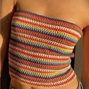 Hand Crocheted Stripe Tube Top